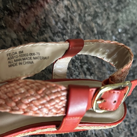 Andrew Geller Wedge Sandals with rafia Braided Straps EUC 8 - Picture 10 of 10